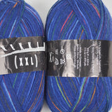 Royal Blue + Multicolor Trekking XXL New Wool + Nylon Yarn - 2 Skeins