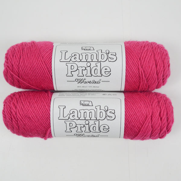 Hot Pink Lamb's Pride Worsted Wool + Mohair Yarn - 2 Skeins