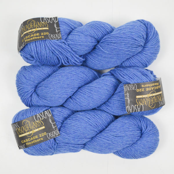 Royal Blue Cascade Yarns 220 Heathers Peruvian Wool Yarn - 3 Skeins