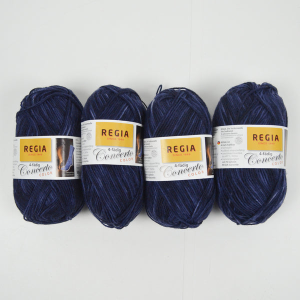 Navy Blue Variegated Regia Concerto Color Superwash + Polyamide Yarn - 4 Skeins