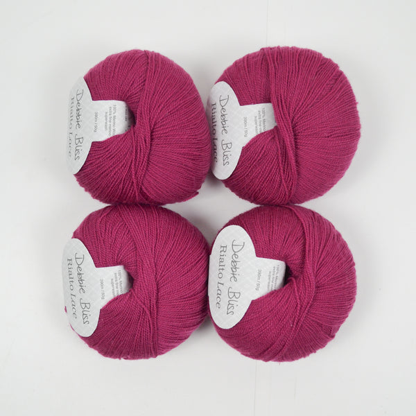 Magenta Debbie Bliss Rialto Lace Merino Wool Yarn - 4 Skeins