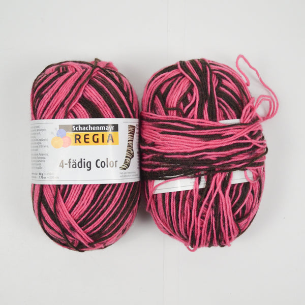 Pink + Brown Variegated Regia Virgin Wool + Polyamide Yarn - 2 Skeins