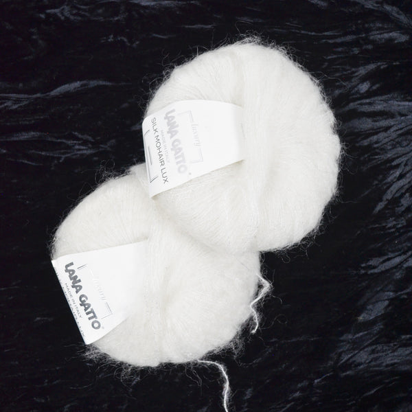 White Lana Gatto Silk Mohair Lux Yarn - 2 Skeins