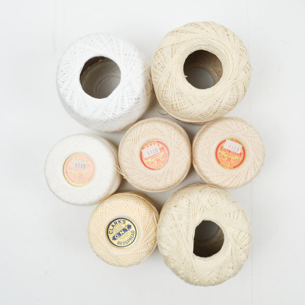 White + Natural Crochet Yarn - 7 Spools