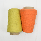 Chartreuse Green + Orange Silk Yarn - 2 Cones