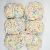 Pastel Yellow, Blue + Pink Variegated We Are Knitters The Wool Peruvian Highland Wool Yarn - 6 Balls