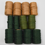 Vintage Green + Brown Lily Jute-Tone Cord Bundle - 12 Spools