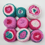 Teal + Pink Textured Fuzzy Yarn - 9 Balls