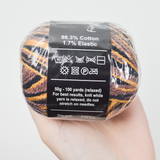 Brown, White + Black Cascade Fixation Cotton + Elastic Yarn - 7 Balls