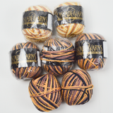 Brown, White + Black Cascade Fixation Cotton + Elastic Yarn - 7 Balls