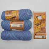 Purple + Blue Variegated Caron Dazzleaire Acrylic + Nylon Yarn - 3 Skeins