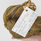 Green + Brown Variegated Tao Sunflower Too Capistrano Fiber Arts Merino + Silk Handspun Yarn - 2 Skeins