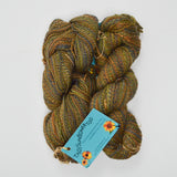 Green + Brown Variegated Tao Sunflower Too Capistrano Fiber Arts Merino + Silk Handspun Yarn - 2 Skeins