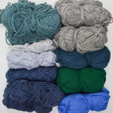 Gray + Blue Wool Yarn Bundle
