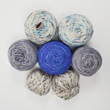 Blue + Gray Variegated Sock Yarn Bundle - 7 Balls