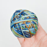 Green, Blue + Brown Variegated Chainette Yarn - 4 Balls