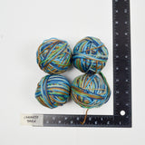 Green, Blue + Brown Variegated Chainette Yarn - 4 Balls