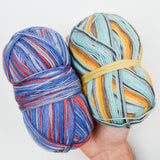Assorted Wool Variegated/Self Striping Sock Yarn - 6 Balls