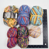 Assorted Wool Variegated/Self Striping Sock Yarn - 6 Balls