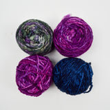 Purple, Blue + Green Malabrigo Caracol Yarn - 4 Balls