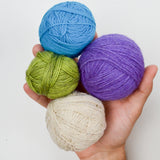Assorted Blue + Bright Colorful Wool + Natural Fiber Yarn Bundle - 12 Balls
