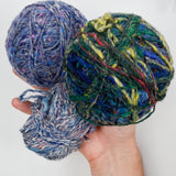 Assorted Colorful Handspun + Tweed Wool Yarn - 3 Balls + Extra