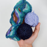 Blue + Purple Wool + Natural Fiber Yarn Bundle