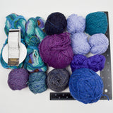 Blue + Purple Wool + Natural Fiber Yarn Bundle