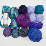 Blue + Purple Wool + Natural Fiber Yarn Bundle