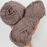 Brown + Gray Wool + Natural Fiber Yarn - 5 Balls