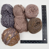Brown + Gray Wool + Natural Fiber Yarn - 5 Balls