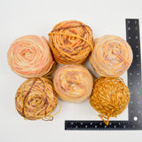 Assorted Brown, Yellow + Orange Variegated Yarn - 6 Balls