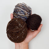 Assorted Brown Wool + Natural Fiber Yarn - 4 Balls