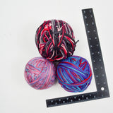 Pink, Blue + Black Variegated Wool + Natural Fiber Yarn - 3 Balls