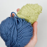 Assorted Green + Blue Wool + Natural Fiber Yarn - 5 Balls
