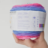 Pink, Blue + Purple Lion Brand Mandala Sparkle Acrylic + Metallic Polyester Yarn - 3 Balls