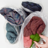 Assorted Variegated The Spinning Studio Merino Wool Roving, Merino/Mohair Top + Mixed Wool Roving