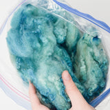 Teal + White Variegated Dyed Merino Wool Locks