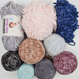 Assorted Velvet Chenille Yarn - 9 Balls