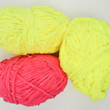 Neon Pink + Yellow Chenille Blanket Yarn - 3 Balls