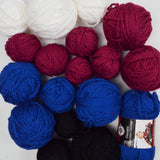 Magenta, White, Blue + Black Loops & Threads Charisma Bulky Acrylic Yarn Bundle