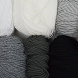 Black, White + Gray Acrylic Yarn - 6 Skeins