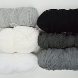 Black, White + Gray Acrylic Yarn - 6 Skeins