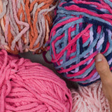 Pink + Variegated Bulky Chenille Blanket Yarn - 4 Balls