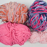 Pink + Variegated Bulky Chenille Blanket Yarn - 4 Balls