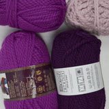 Assorted Chunky Purple Yarn - 3 Skeins + Extra