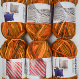 Orange + Brown Variegated Bernat Blanket Polyester Chenille Yarn - 6 Skeins