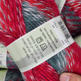 Green, White + Red Variegated Cascade Yarns Big Wheel Acrylic Yarn - 5 Skeins