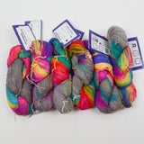 Gray + Rainbow Variegated Darn Good Yarn Peek-A-Boo Lace Weight Yarn - 6 Skeins