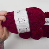 Maroon Ice Yarns Chenille DK Microfiber Yarn - 5 Balls